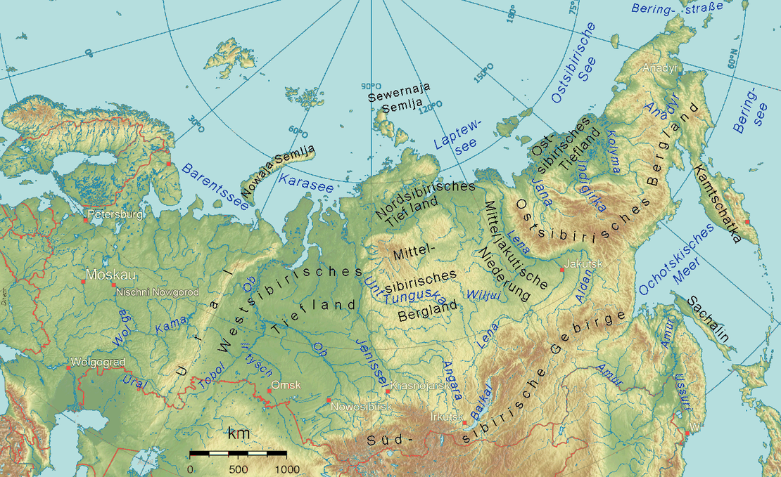 Landkarte von Sibirien Landkarte von Sibirien