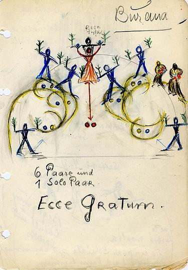 Skizzenbuch mit Choreographien, Mary Wigman, 1955, Reiss-Engelhorn-Museen